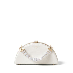 Aspinal of London White Leather Lizard Print Luna Clutch Bag