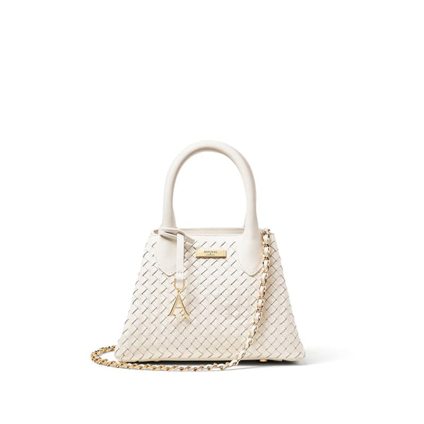 Aspinal of London White Leather Woven Paris Bag