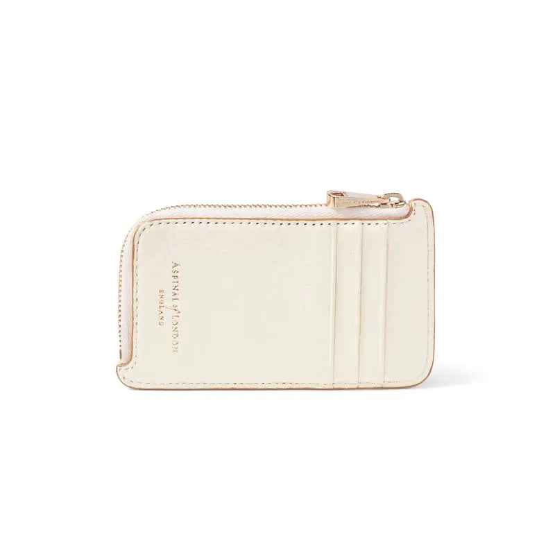 Aspinal of London White and Cream Leather Zipped Coin & Card Holder