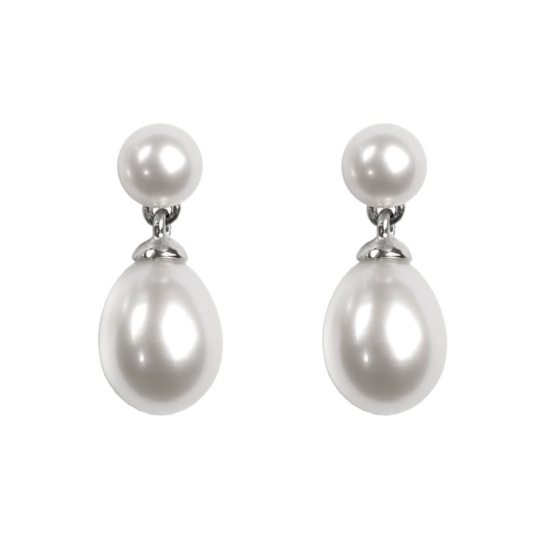 Aspinal of London White and Silver Gold 18ct Pearl Dropper Earrings