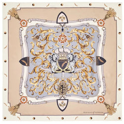 Aspinal of London Womens Beige, Blue and White Silk Signature Shield Scarf