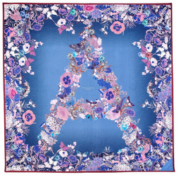 Aspinal of London Womens Blue, Pink and White Silk Floral Printed Ombre 'A' Scarf