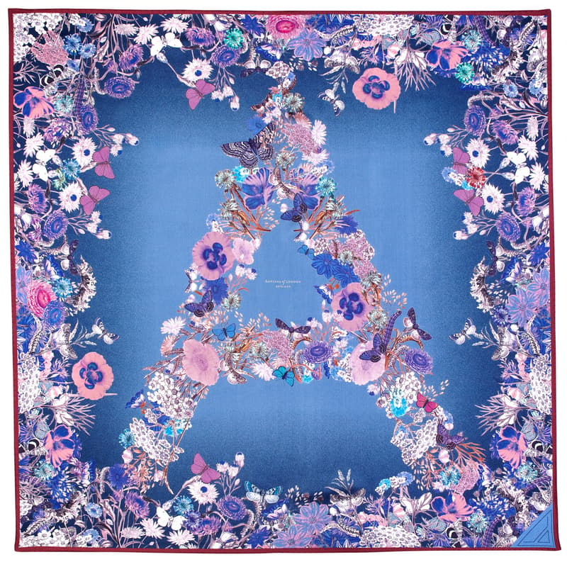 Aspinal of London Womens Blue, Pink and White Silk Floral Printed Ombre 'A' Scarf