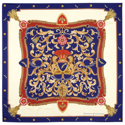 Aspinal of London Womens Blue, Red and Yellow Silk Signature Shield Scarf