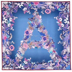 Aspinal of London Womens Blue, Pink and White Silk Floral Printed Ombre 'A' Scarf