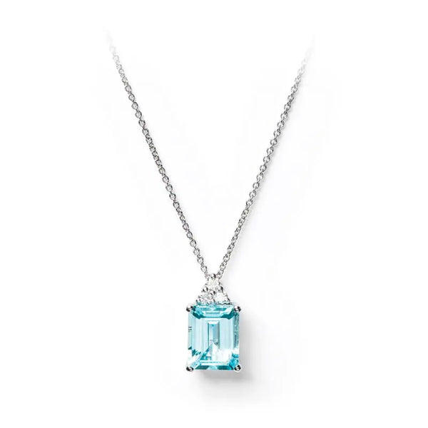 Aspinal of London Womens Light Blue and White Aquamarine, Diamond 18ct Gold Aquamarine & Iris Pendant Necklace Set