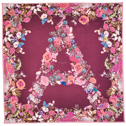 Aspinal of London Womens Purple Silk Floral Printed 'A' Scarf