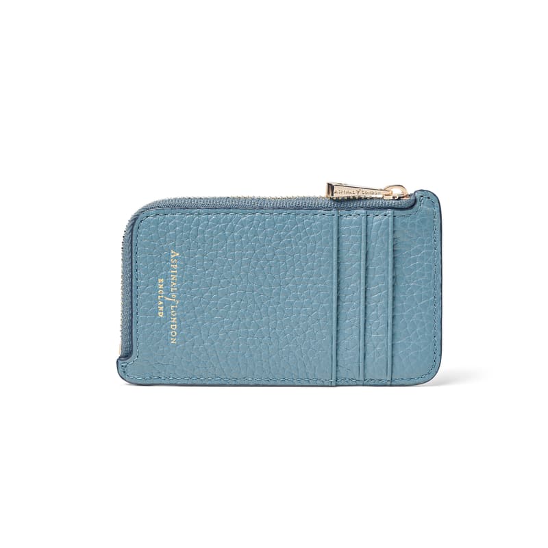 Aspinal of London Zipped Coin & Card Holder in Cornflower Blue Pebble