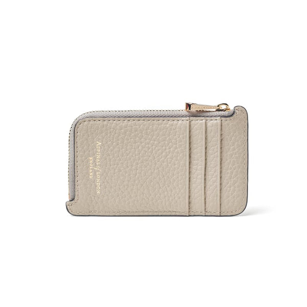 Aspinal of London Zipped Coin & Card Holder in Dove Grey Pebble