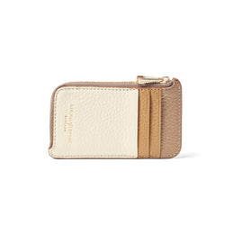 Aspinal of London Zipped Coin & Card Holder in Soft Taupe & Ivory Pebble