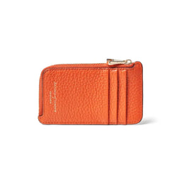 Aspinal of London Zipped Coin & Card Holder in Burnt Orange Pebble