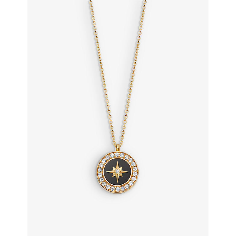 Womens Astley Clarke Polaris 18ct yellow gold-plated vermeil sterling-silver, sapphire and onyx locket necklace