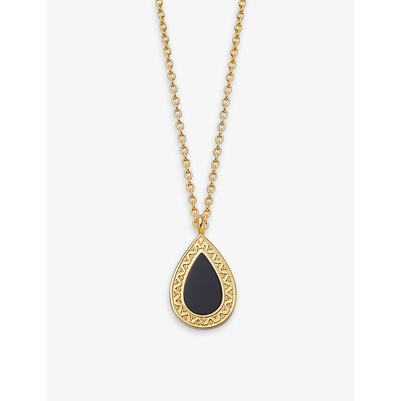 Womens Astley Clarke Polaris Pear 18ct yellow gold-plated vermeil sterling-silver and black onyx locket necklace