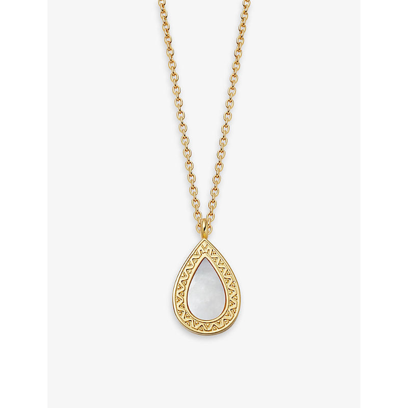 Womens Astley Clarke Polaris Pear 18ct yellow gold-plated vermeil sterling-silver and pearl locket necklace