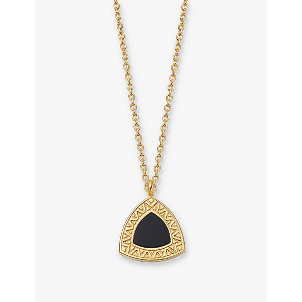 Womens Astley Clarke Polaris Trillion 18ct yellow gold-plated vermeil sterling-silver and black onyx locket necklace