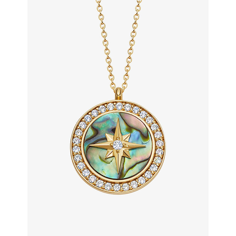 Womens Astley Clarke Polaris large 18ct yellow gold-plated vermeil sterling-silver, sapphire and abalone locket