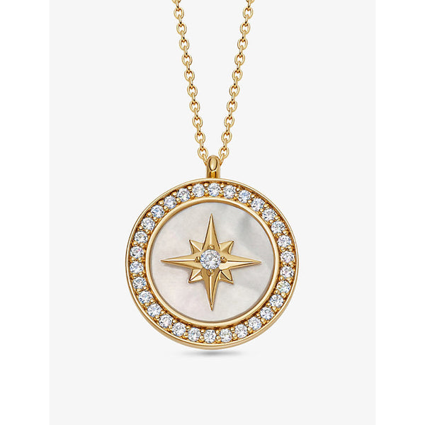 Womens Astley Clarke Polaris large 18ct yellow gold-plated vermeil sterling-silver, white sapphire and mother of pearl locket