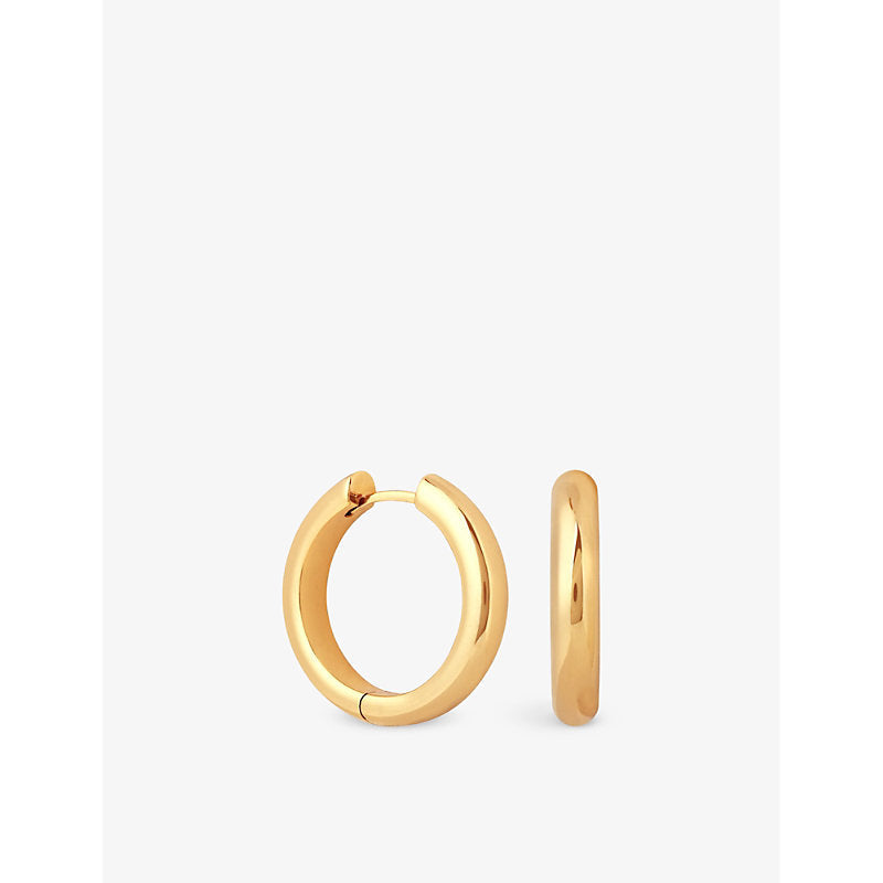 Womens Astrid & Miyu Bold Large 18ct yellow gold-plated recycled-sterling silver hoop earrings