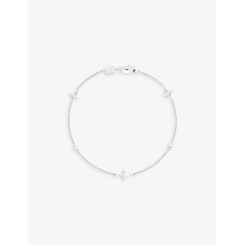 Astrid & Miyu Cosmic Star Charm rhodium-plated recycled sterling-silver and cubic zirconia bracelet | LYBSTORE