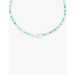 Astrid & Miyu Dolce rhodium plated-brass, amazonite and chrysoprase beaded necklace