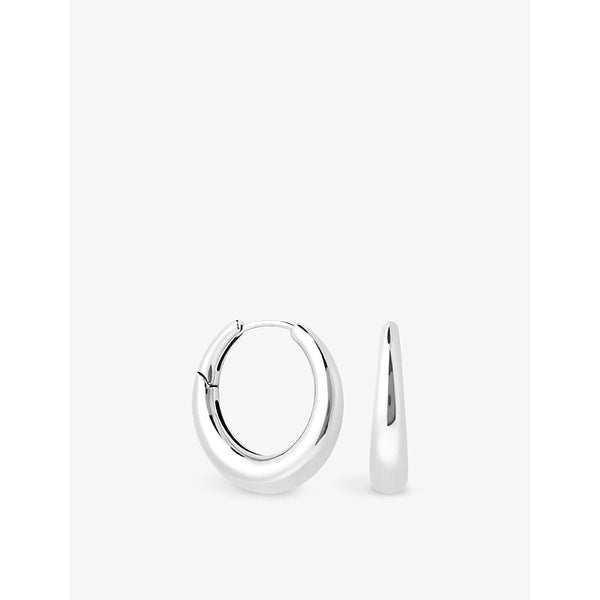 Astrid & Miyu Dome rhodium-plated recycled sterling-silver hoop earrings | LYBSTORE