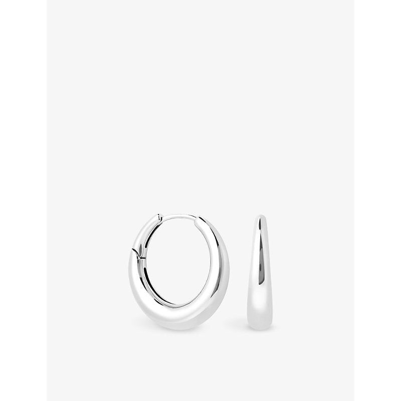 Astrid & Miyu Dome rhodium-plated recycled sterling-silver hoop earrings | LYBSTORE