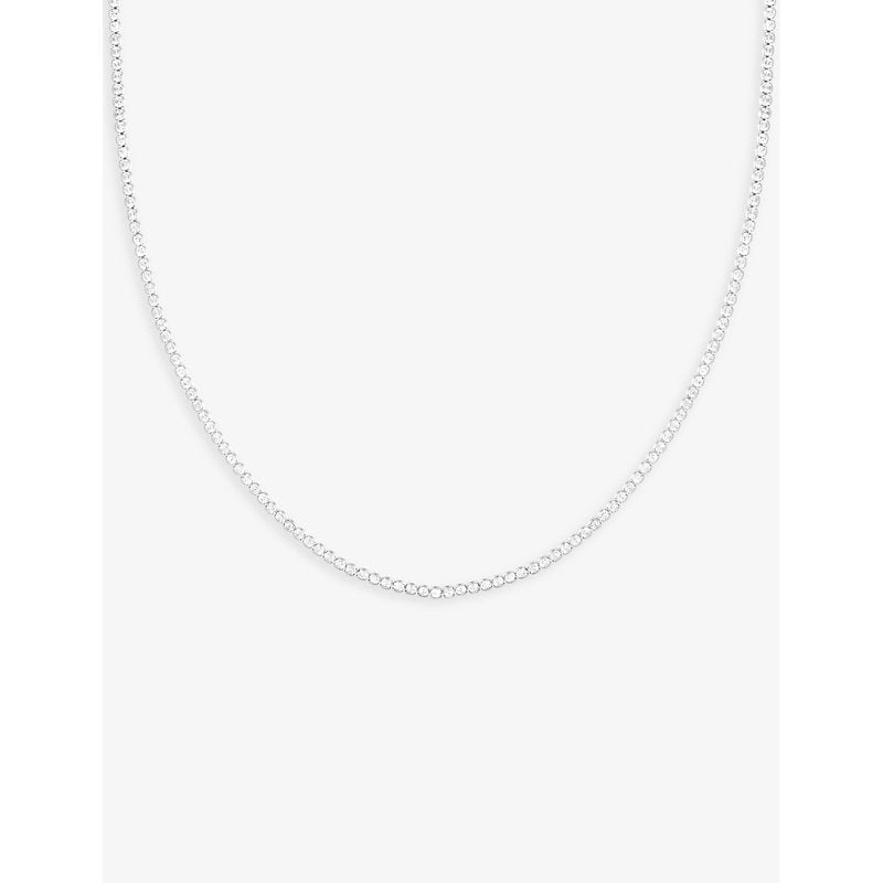 Womens Astrid & Miyu Gleam rhodium-plated brass and zirconia chain necklace