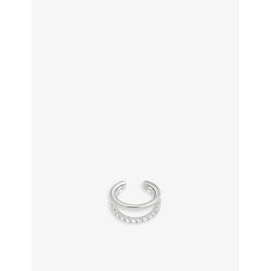 Astrid & Miyu Illusion rhodium-plated sterling-silver and zirconia ear cuff | LYBSTORE