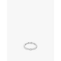 Astrid & Miyu Navette rhodium-plated recycled sterling-silver and zirconia ring | LYBSTORE