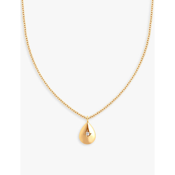 Astrid & Miyu Pear Charm 18ct yellow gold-plated recycled sterling-silver and cubic zirconia necklace | LYBSTORE