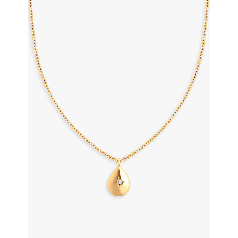 Astrid & Miyu Pear Charm 18ct yellow gold-plated recycled sterling-silver and cubic zirconia necklace | LYBSTORE