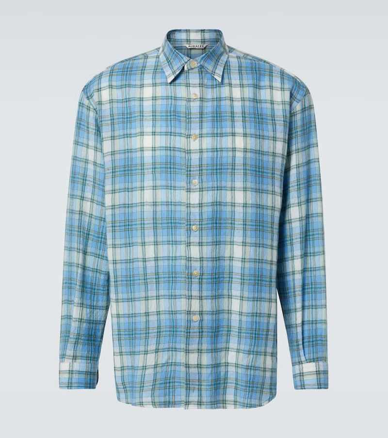 Auralee Airy checked wool shirt