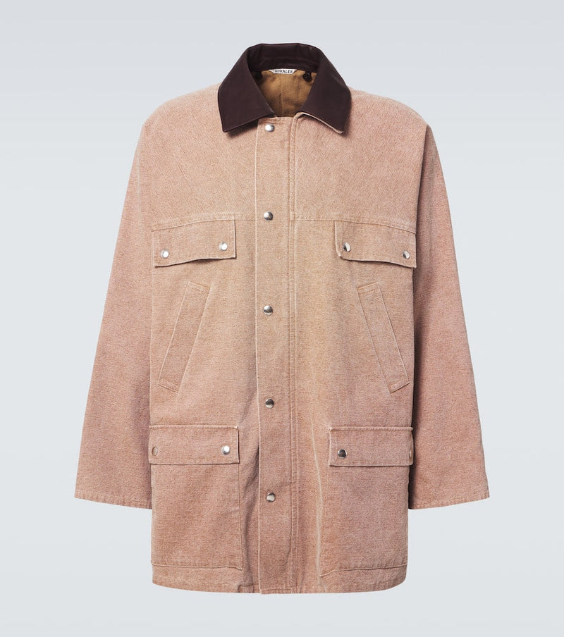 Auralee Leather-trimmed cotton canvas jacket