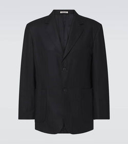 Auralee Pinstripe wool and silk flannel blazer