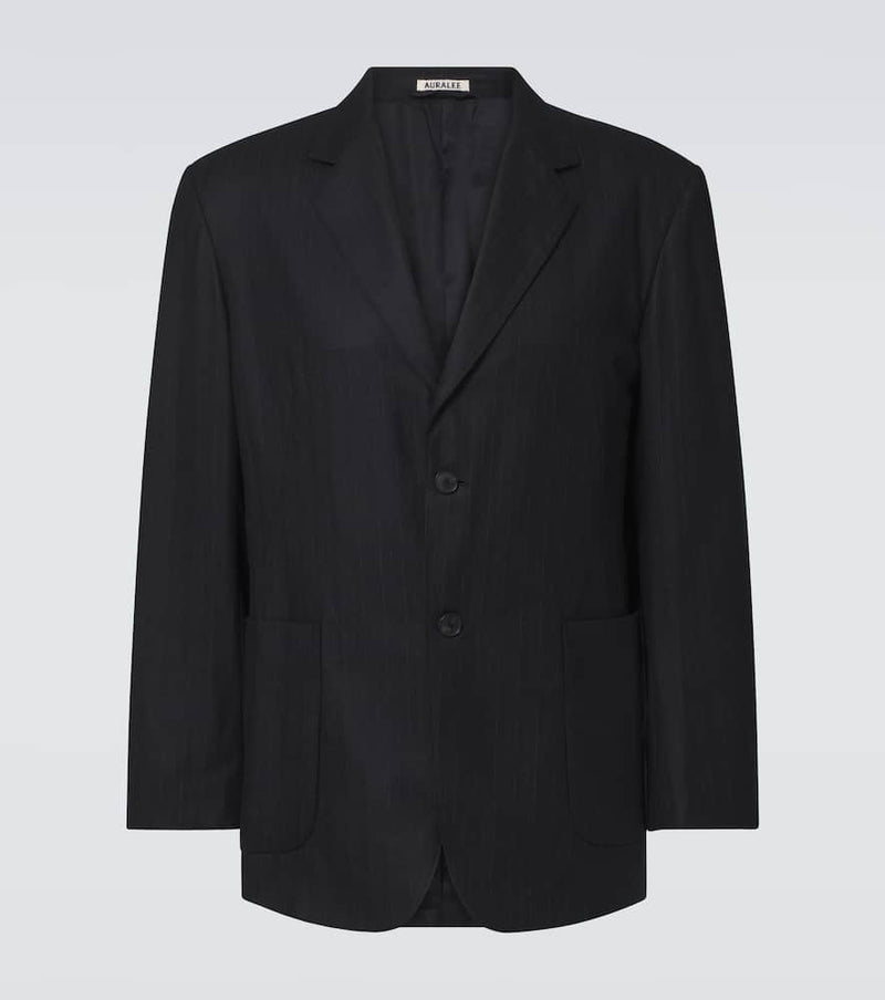 Auralee Pinstripe wool and silk flannel blazer