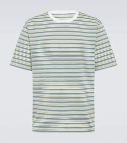 Auralee Striped cotton gauze T-shirt