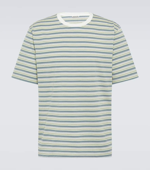 Auralee Striped cotton gauze T-shirt