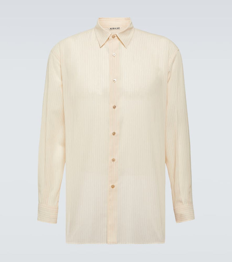 Auralee Striped cotton organza Oxford shirt