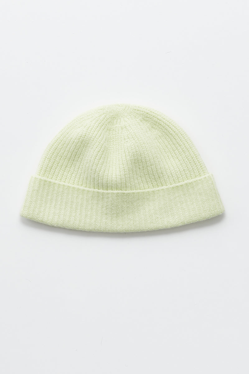 Auralee Wool Soft Cord Knit Cap Light Lime