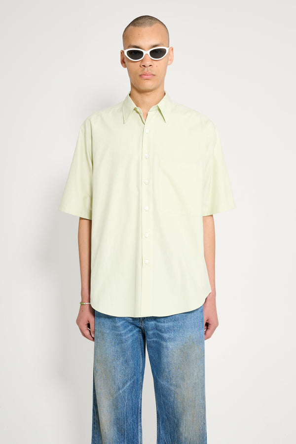 Auralee Washed Finx Twill Big Half Sleeved Shirt Light Green