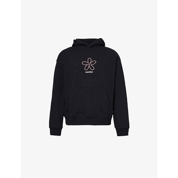 Awake Ny Flower Stamp embroidered cotton-jersey hoody