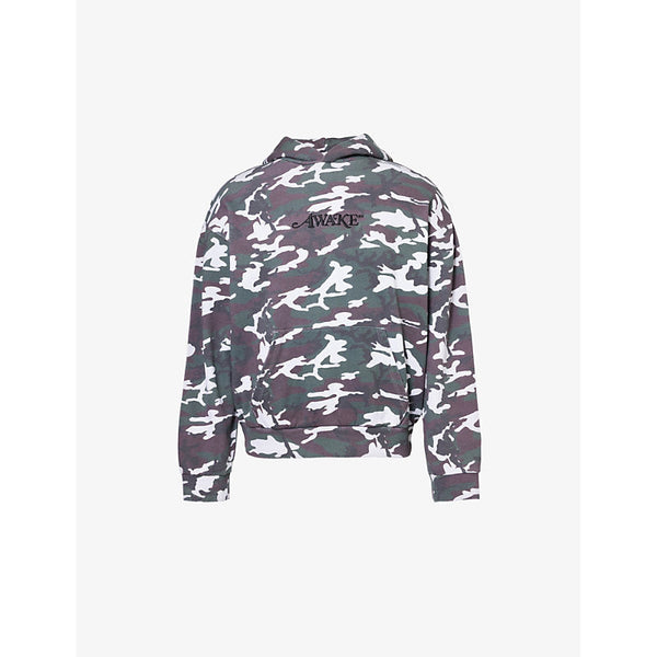 Awake Ny Logo-embroidery camouflage cotton-jersey hoody