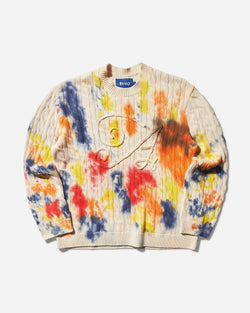 Awake NY Men s Applique A Cable Crewneck Sweater Tie-Dye