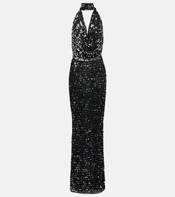 Aya Muse Bellico sequined halterneck maxi dress