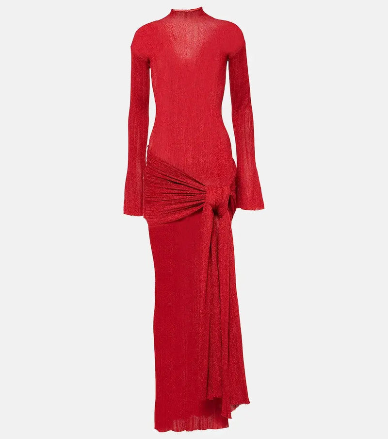 Aya Muse Draped lamé maxi dress