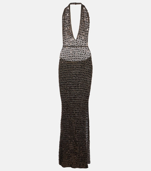 Aya Muse Enodia sequined halterneck maxi dress | LYBSTORE