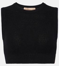 Aya Muse Ribbed-knit cotton-blend crop top