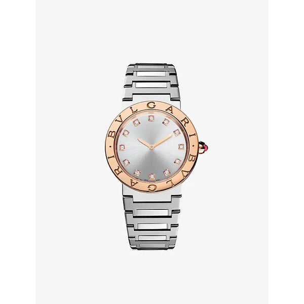 BBL33C6SP12 BVLGARI BVLGARI 18ct rose-gold, stainless steel and 0.21ct diamond watch