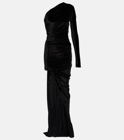 Balenciaga Asymmetric one-shoulder velvet gown