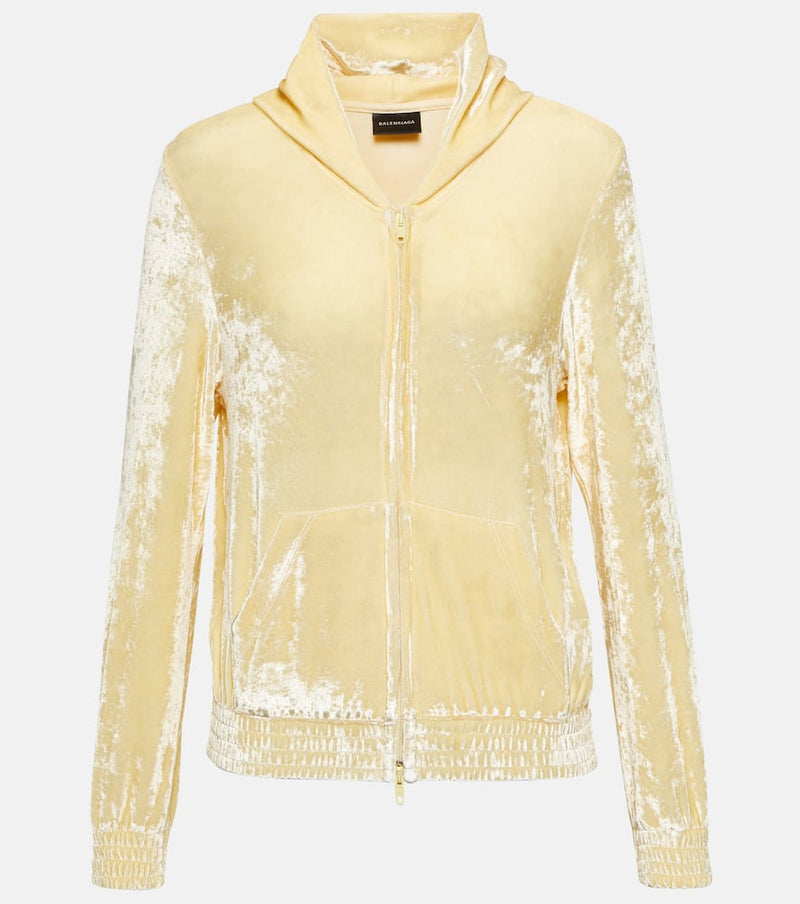 Balenciaga BB Paris embellished velour hoodie